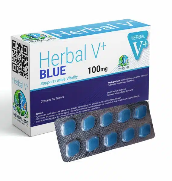 100 Pillen Herbal V+ Blue 100mg der Marke Herbal200 für die männliche Vitalität.