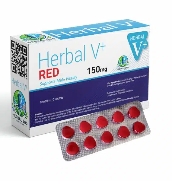 10 Pillen Herbal Red 150mg der Marke Herbal200 für die männliche Vitalität.